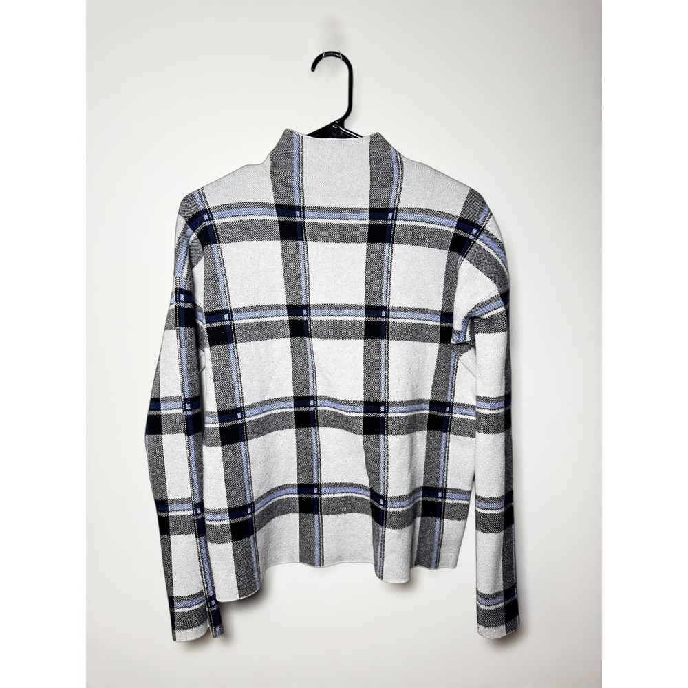 TAHARI Womens Preppy Plaid Pull Over Winter Mock Neck Sweater Long Sleeve Size M